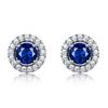 Nano Sapphire Round Stud Earring 9mm Zircon 925 Silver Elegant Women Earrings