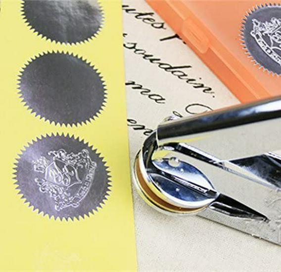 50mm Gold & Silver Round Embossed Steel Seal Stickers for Certificates