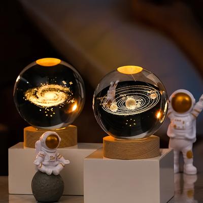 USB светодиодный ночник Галактика Сатурн Луна креативный хрустальный шар настроение свет спальня домашний декор настольная лампа для детей подарок на день рождения