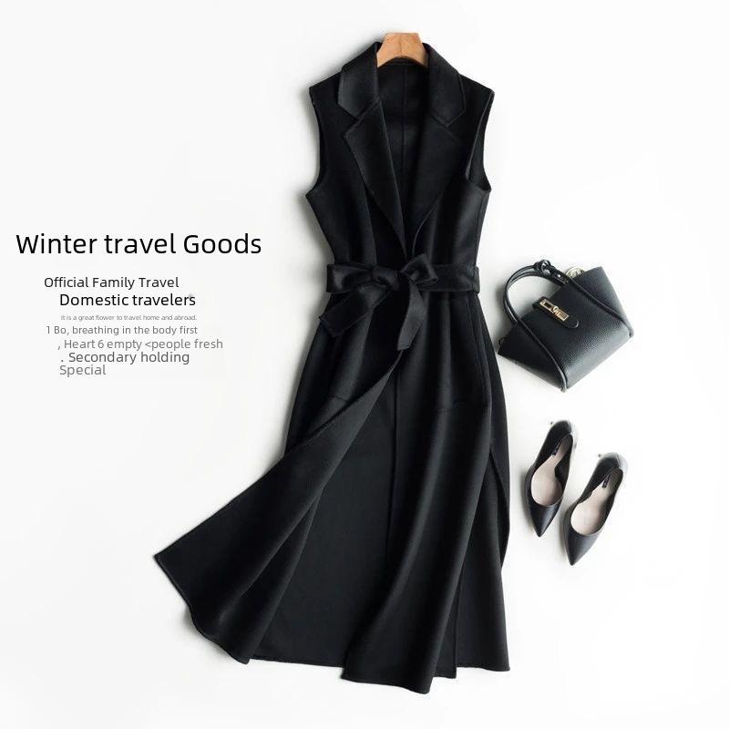 Women's Wool Blend Vest - Autumn/Winter 2025 Collection: Stylish Long Suit Collar Waistcoat