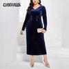 Katta Razmerli Ayollar Kuzgi Modasi Moda Yangi Slim Temperament Elegant Uzun Ko'ylak