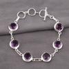 Amethyst Gemstone 925 Sterling Silver Jewelry Handmade Bracelet 7-9" For Women RB-13-9