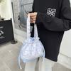 Корейская версия вместительной портативной сумки-ведра для commuters, новая холщовая сумка с цветочным букетом, милая студенческая сумка через плечо