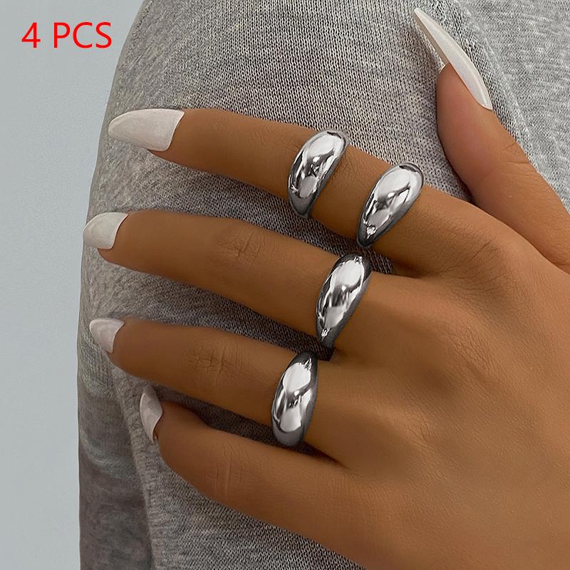 1Set Vintage Metal Rings For Women Men Gift Personalized Punk Hip Hop Irregular Exaggerated Knuckle Joint Rings