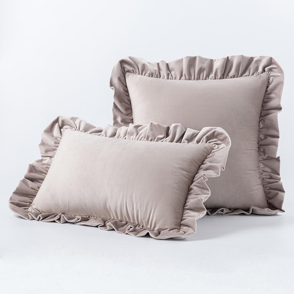 Minimalist Ruffle Velvet Throw Pillow Cover Solid Cushion Case For Sofa Home Decor 45x45cm 30x50cm 50x50cm