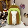 Simple Blocking Color Strap Decor Student Large Capacity Backpack For School