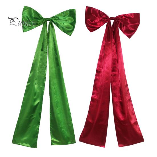 Верхушка для рождественской елки, бант, большой бант из атласной ленты с зажимом, удлиненные банты для вечеринки, свадьбы, выпускного, торжественного платья, аксессуар