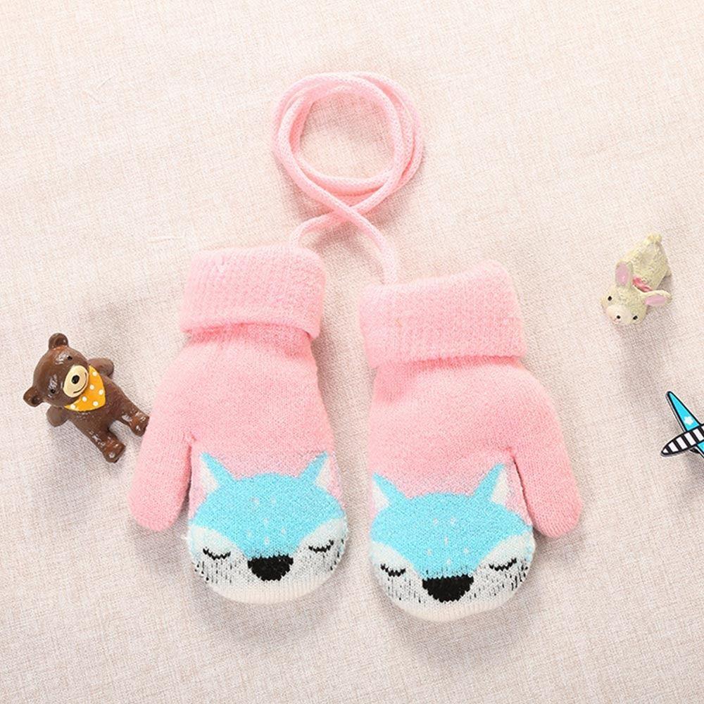 Baby Boys Girls Plush Soft Cute Knitted Mittens Thick Warm Kids Gloves