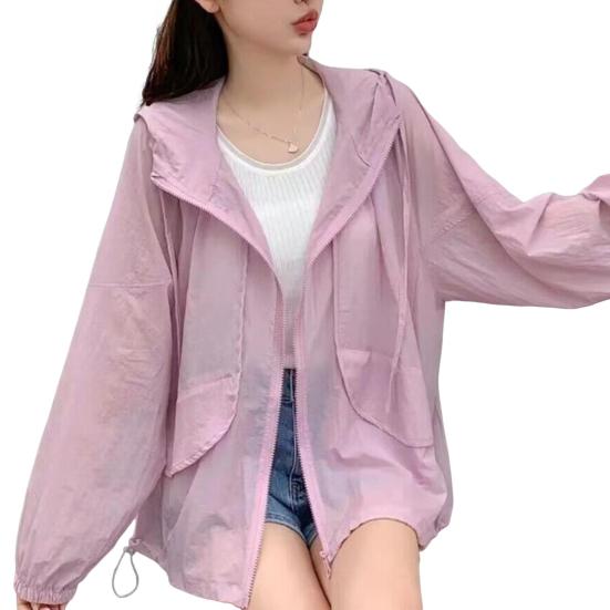 Женская солнцезащитная одежда, летнее пальто с капюшоном и длинными рукавами, с карманами, солнцезащитная одежда