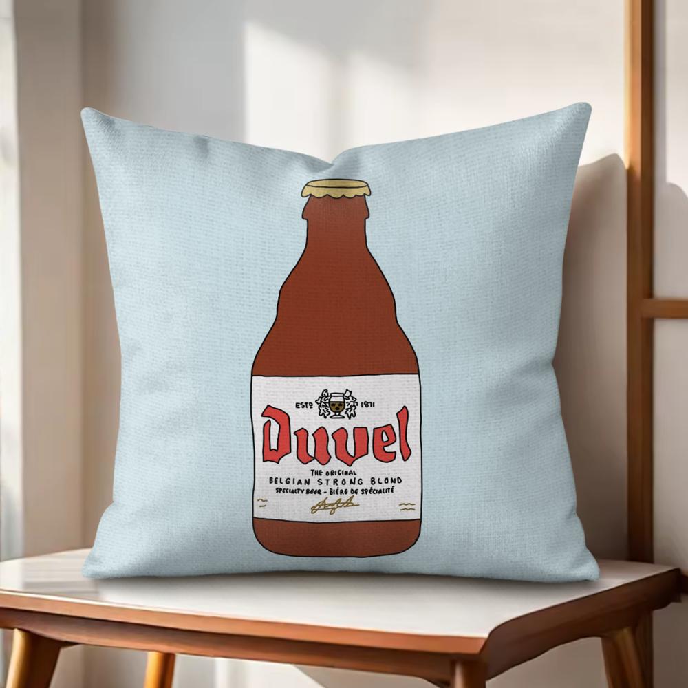 Cool Protective DDuvel Beer Cushion Cover Natural Linen Organic Fabric DoubleSided Printing Couch Pillow Covers Home Decor