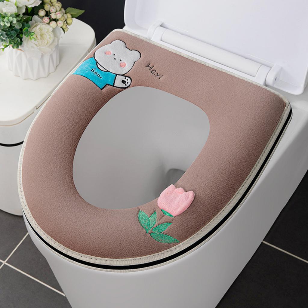 Всесезонный бытовой чехол на сиденье унитаза с мультяшным дизайном, моющийся, самоклеящийся чехол на сиденье унитаза, подушка для унитаза, накладка на сиденье унитаза