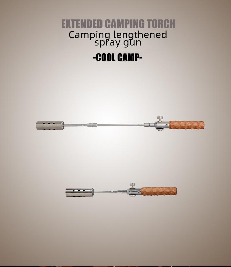 COOLCAMP Портативный ручной газовый огнемет с деревянной ручкой для кемпинга на открытом воздухе с барбекю