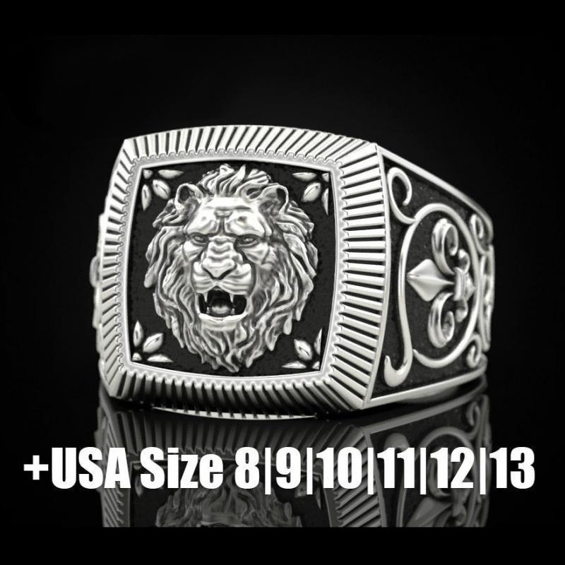 HOYON Властное кольцо со львом, двенадцать созвездий Льва, голова льва, животное, мужское кольцо серебристого цвета, все за 1, настоящая и бесплатная доставка