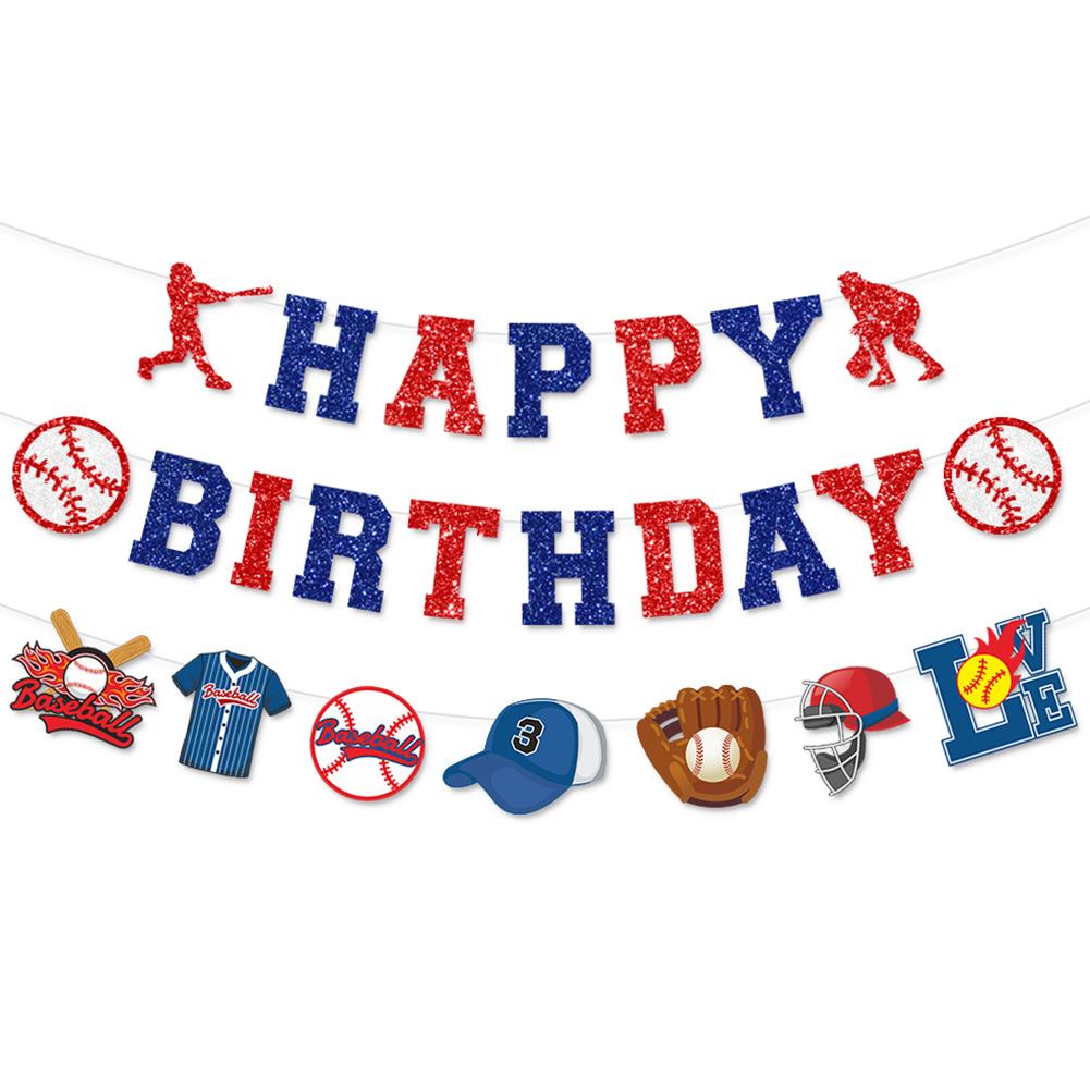 Sports-themed Parties Banners Banners Birthday Party Cake Decorations Card Paper Material Decorations Supplies Easy To Assemble