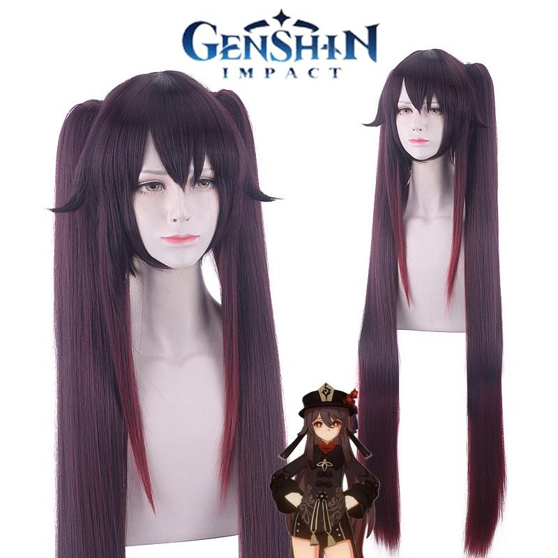 Adjustable Head Size Genshin Impact Hutao Cosplay Wig For Halloween Carnival Comic Con Props