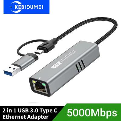 Адаптер Ethernet USB 3.2 Type C 5 Гбит/с, сетевая карта RJ45 для ПК/ноутбука Windows 11, USB-C, чип RTL8157, конвертер, кабель Lan для Интернета