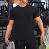Summer Gym Top Round Neck Slim Fit Muscular Men Training T-shirt Short Sleeves Stretchy Slim Fit Jogging Exercise Tee