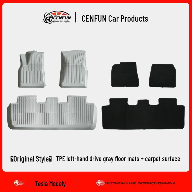 Tesla Model Y/3 Custom Double-Layer Gray Floor Mats Model 3 TPE Accessories