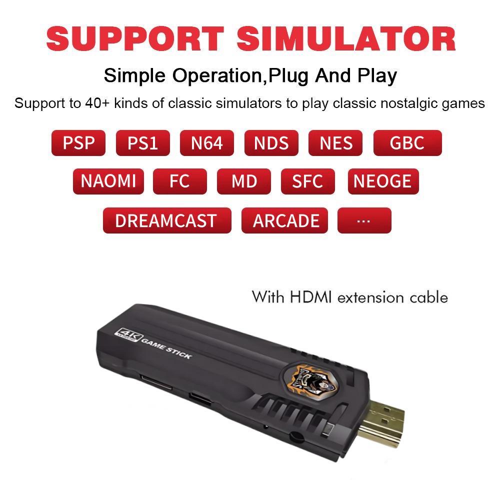 Беспроводная игровая консоль X8 pro со встроенными 35000+ классическими играми, выходом HDMI 4K TV, двумя беспроводными контроллерами 2.4G, ностальгическим игровым джойстиком 64G