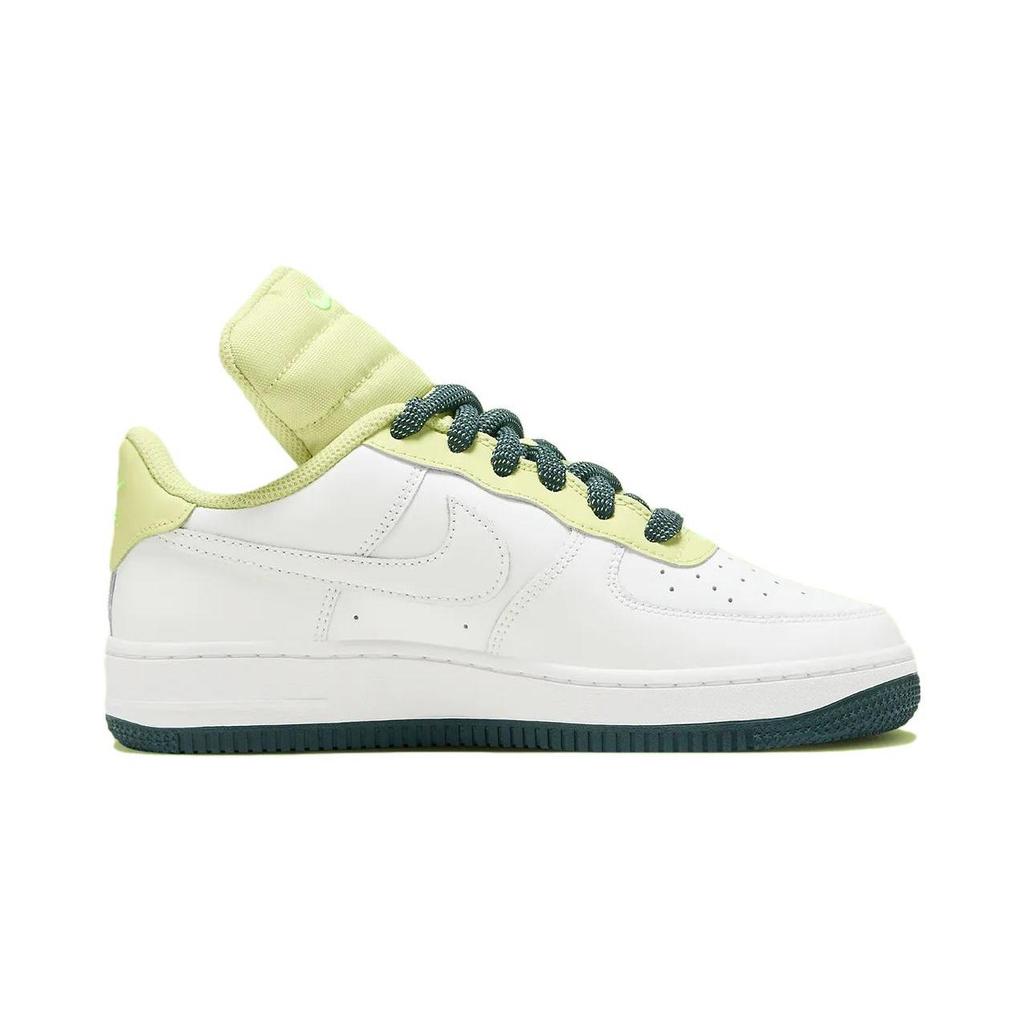 Nike Nike Air Force 1 'Большой язычок' Кожаные Устойчивые к истиранию Низкие Детские Скейтбордические кроссовки Белый Зеленый FB9511-100