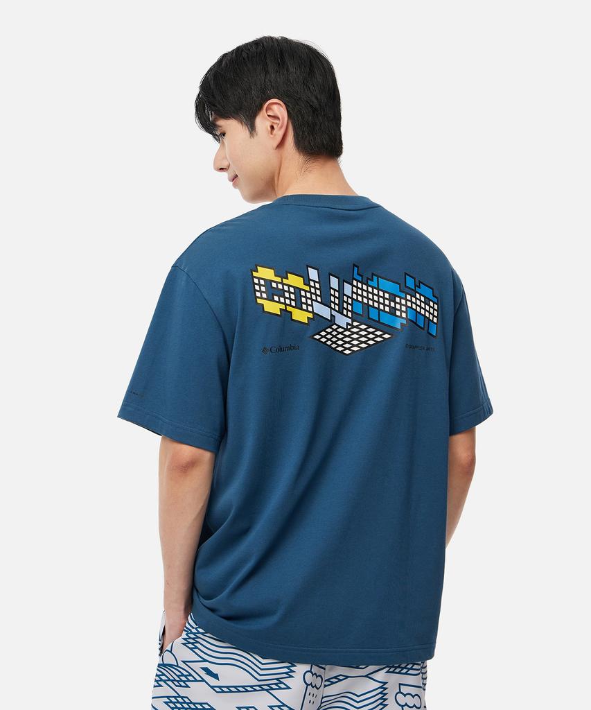 COLUMBIA [Grafflex X Columbia] Creek To Point Graphic Tee - Blue Steel