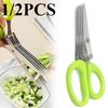 Multipurpose Cutting Shears with Stainless Steel 3/5 Layer Herb Stripper Kitchen Scissors Pepper Herb Scissors Shredded Chopped