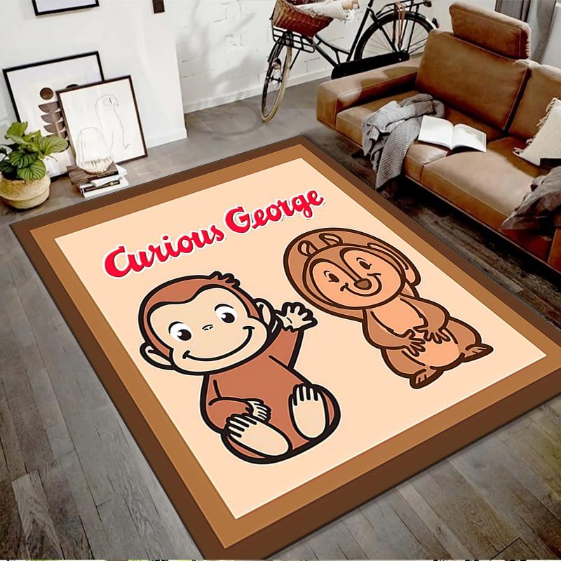1pc Curious George (9) Design Printed Area Rug Carpet for Bedroom Living Room Home Decor Rugs Mat Non Slip Mat Rug for Bedside