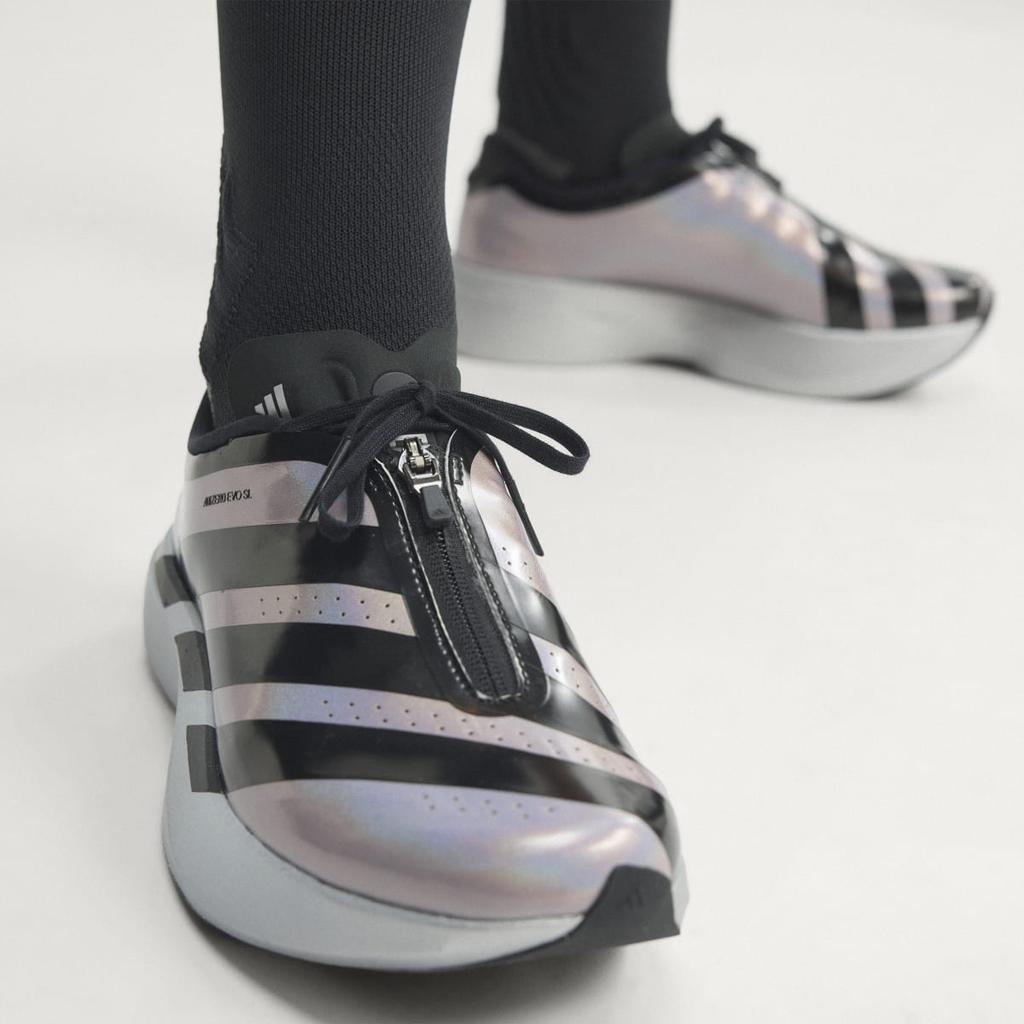 adidas ADIZERO EVO SL ZIP KH7788 Women's Performance Sports Shoes Silver Metallic / Core Black / Halo Silver