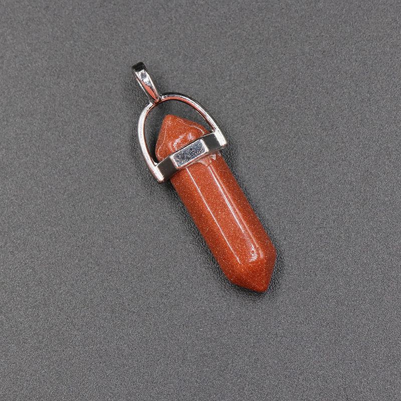 Подвеска-пуля из агата и кулон с двойным острием из розового кварца