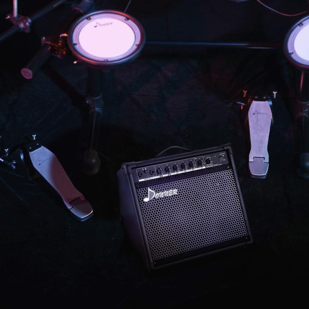 Усилитель Donner для электронных барабанов внешний динамик 35 Вт беспроводной микрофон совместимый черный DA-35