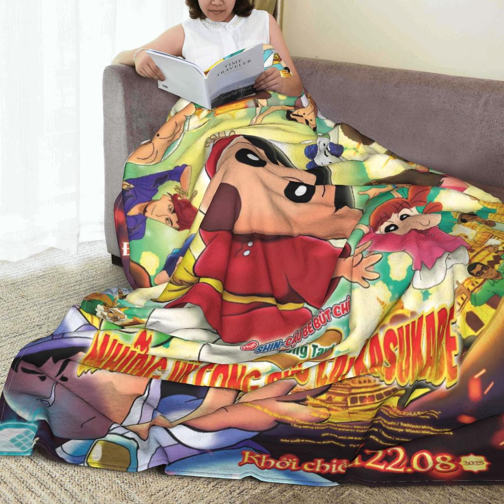 Крейон Шин-чан 2025 Забавный Мультяшный Фланелевый Плед Зимний Мягкий Плед для Мальчика Девочки Домашний Декор Покрывало Покрывало на Кровать