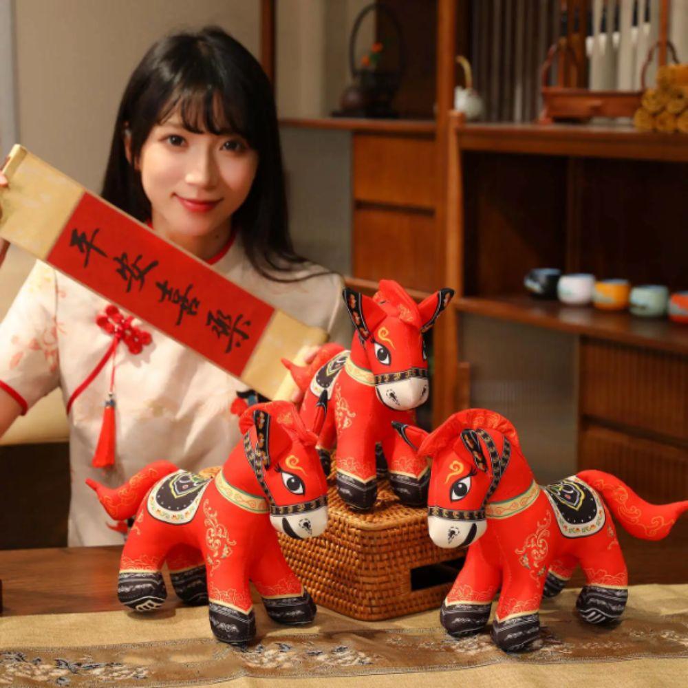 Traditional Chinese Zodiac Year of Horse Plush Toy Chinese Zodiac Stuffed Pony  Home Decor