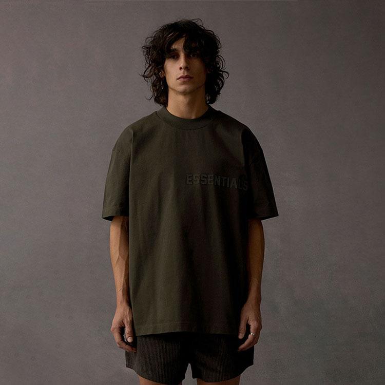 Fear of God Essentials Ss23 Essential Tee Off Black Logo Print Design Solid Color Short Sleeve Women Tops Light-Black FOG-SS23-103