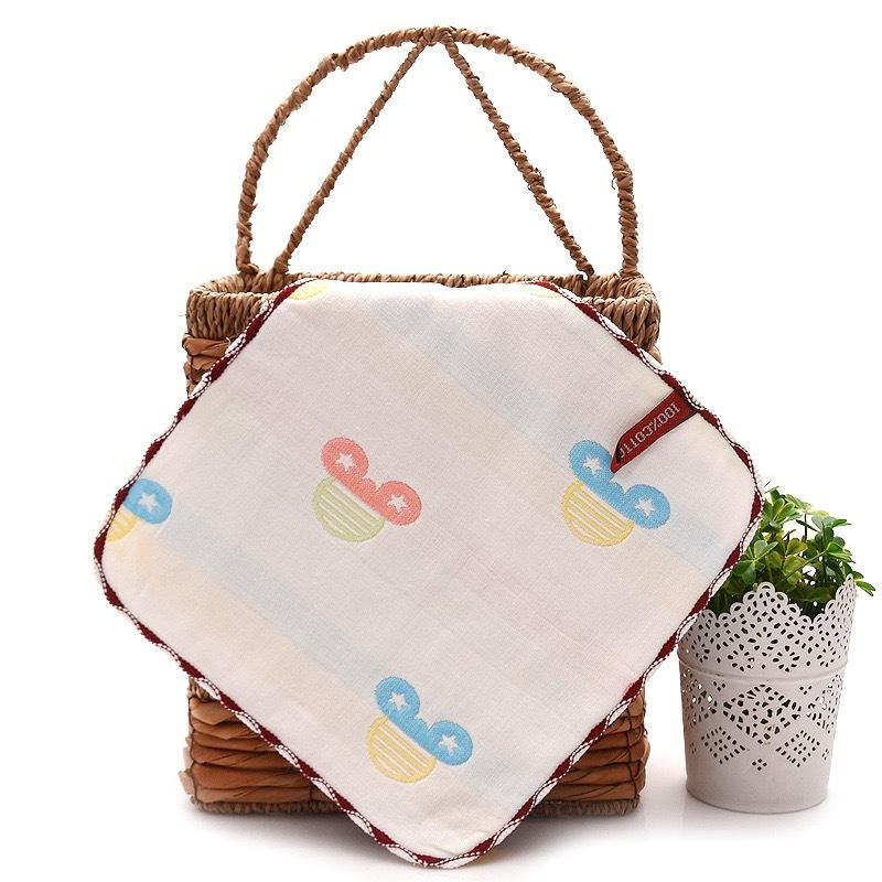 6 Layer Gauze Baby Washcloth 25x25cm Soft Absorbent Jacquard Infant Burp Cloth Thickened Face Towel For Autumn Winter