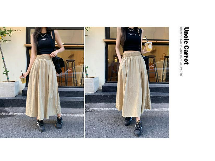 Юбка-макси Yamamoto с высокой талией и плиссировкой - Стройнящая, однотонная, универсальная, в японском повседневном летнем стиле