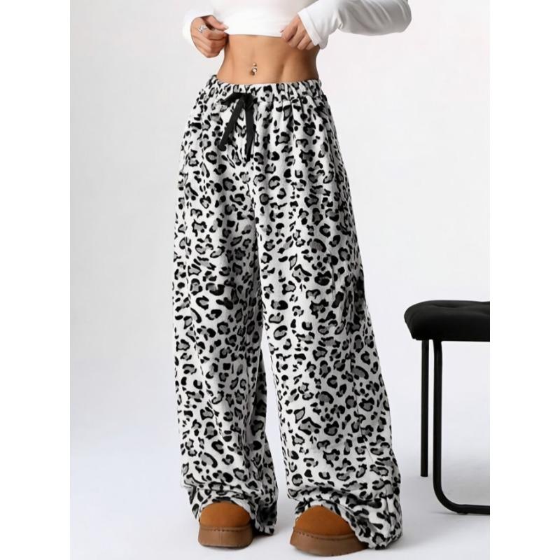 Европейские и американские новые повседневные брюки с леопардовым принтом, широкие брюки