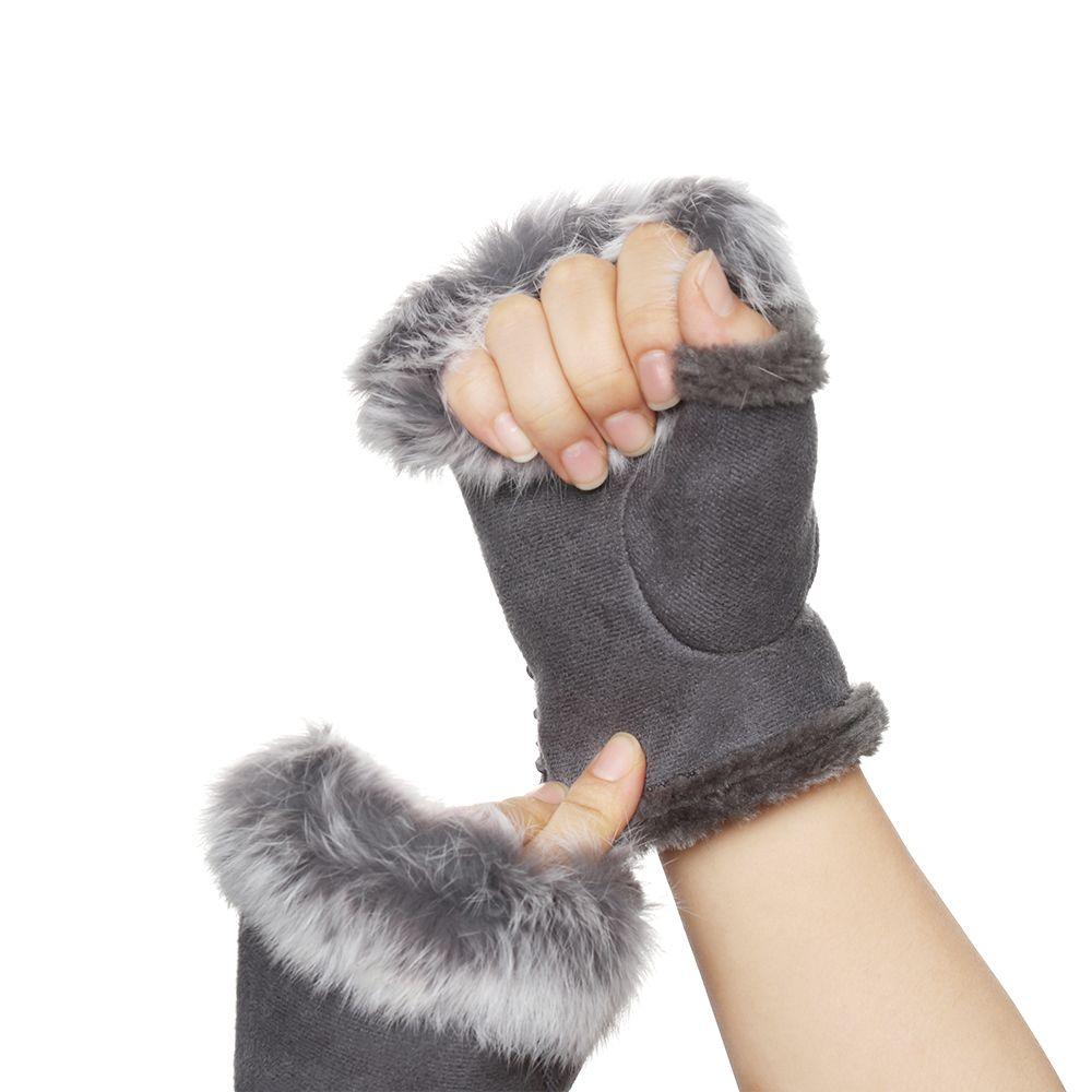 Soft Rabbit Hair Gloves Warm Plush Gloves Winter Fingerless Mittens Women Girls