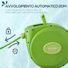 Retractable Garden Hose Reel with 20 m Water Hose, Wall Hose Reel Swivel 180 degrees, Automatic Hose Reel Garden Hose for Irrigation in plastic, Green