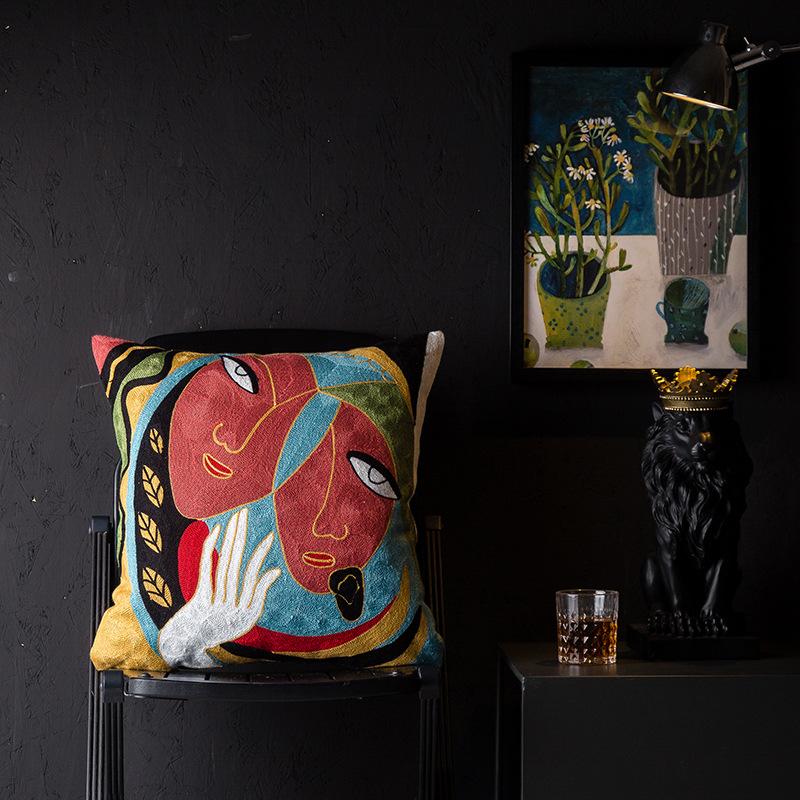 Чехол для подушки в стиле кантри в европейском и американском стиле с изображением Пикассо для гостиной, вышитая подушка для прикроватной подушки