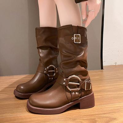 Осенне-зимние ковбойские сапоги для женщин, новые модные женские повседневные туфли на толстой подошве Mordern Botas на платформе