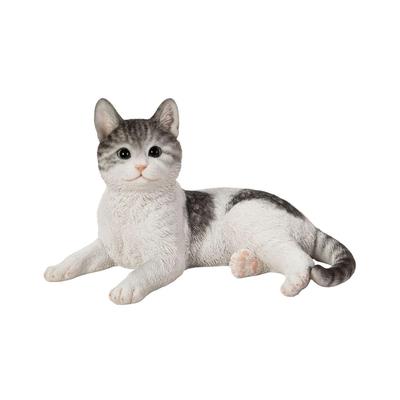 Ubia Лежащая полосатая с белым Кошка садовая 34 x x 22,5 19,5 см, Фигурка, Животное, Декор, Кошка, H22134-16