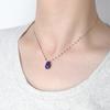 New Geometric Lapis Lazuli Natural Stone Water Drop Pendant Necklace for Women Simple Glue Collarbone Chain