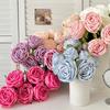 Букет искусственных роз с 7 головками, шелковая ткань, шелковый искусственный цветок, сделай сам, пучок розовых цветов, домашний декор