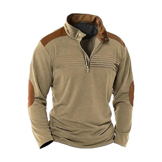 Осень-Весна, мужская толстовка, соответствующий цвету, в стиле пэчворк, на молнии с воротником-стойкой, ретро-пуловер с длинным рукавом, мягкий дышащий мужской повседневный топ средней длины