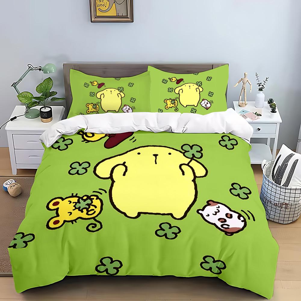 Cartoon Pom Pom Pudding Duvet Cover Queen King Size Bedding Set Adult Boys Girls Bedroom Decoration Children Gift Double 3 Pcs
