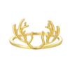 SR0010 Christmas Sterling Silver Antler Ring, Women's Niche Design, Ins Style Jewelry in Gold