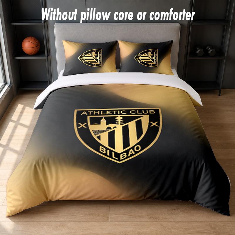 Athletic Bilbao Football Design Bed Bedding Set 1 Duvet Cover + 2 Pillowcases Soft Breathable Household Bed Linens