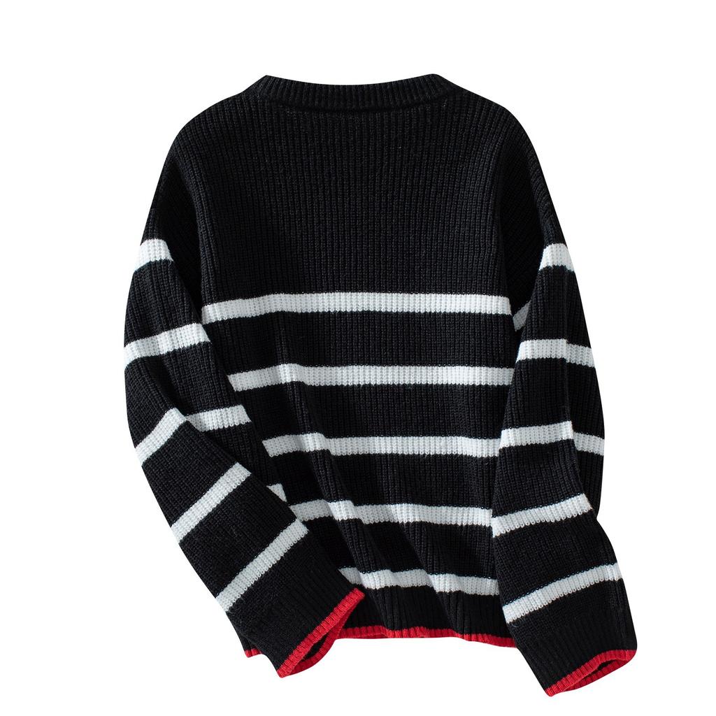 Женская повседневная мода с круглым вырезом и длинными рукавами, вязаный свитер с принтом, топ