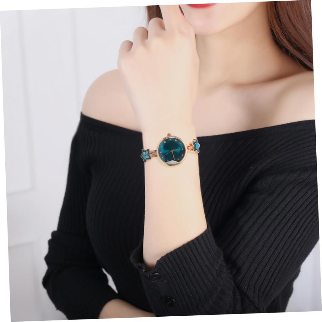 WOFASHPURET Женские кварцевые часы, Звездный узор, Синий, Красный, Браслет