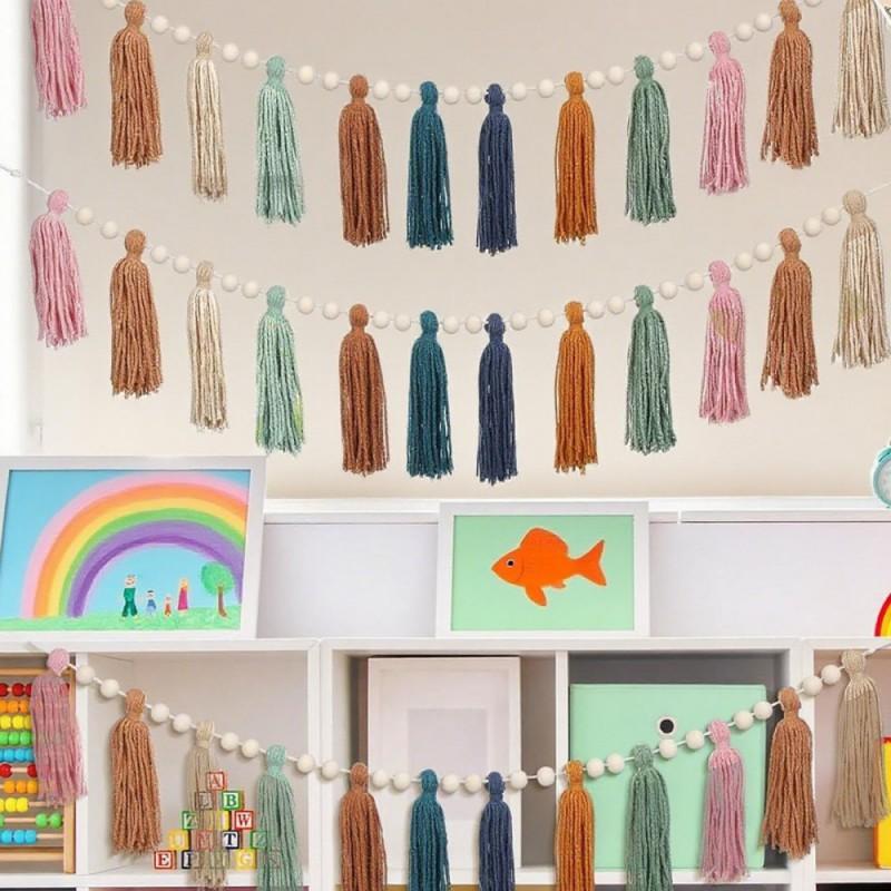 Bohemian Tassel String Rainbow Tassel Pendant Hanging Decoration Children's Room Decoration 84cm